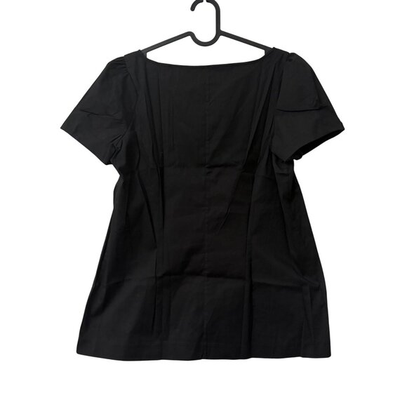Theory Black Career Minimal Cotton Short Puff Sleeve Blouse Womens Small - Picture 6 of 6
